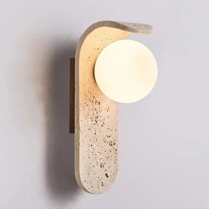 Cavora Stone Wall Light – Scandinavian Glass & Natural Stone Sconce | Up & Down Ambient Lighting | Contemporary Interior Design
