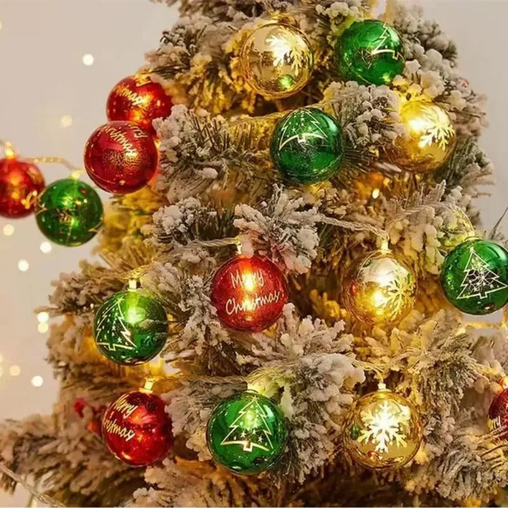 Hollow Globe LED Christmas String Lights – Battery-Powered Decorative Lights for Parties, Bedrooms & Christmas Trees