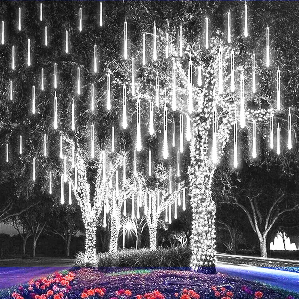 SternFall 50cm LED Meteor Shower String Lights – 8-Tube Falling Rain Lights for Outdoor Christmas & Garden Decoration