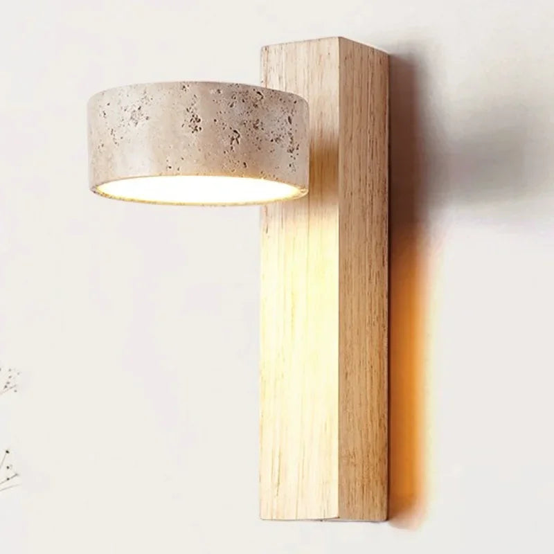 Travertine Wall Light – Wabi-Sabi LED Wall Lamp | Natural Stone Ambient Lighting | Japandi Interior Décor