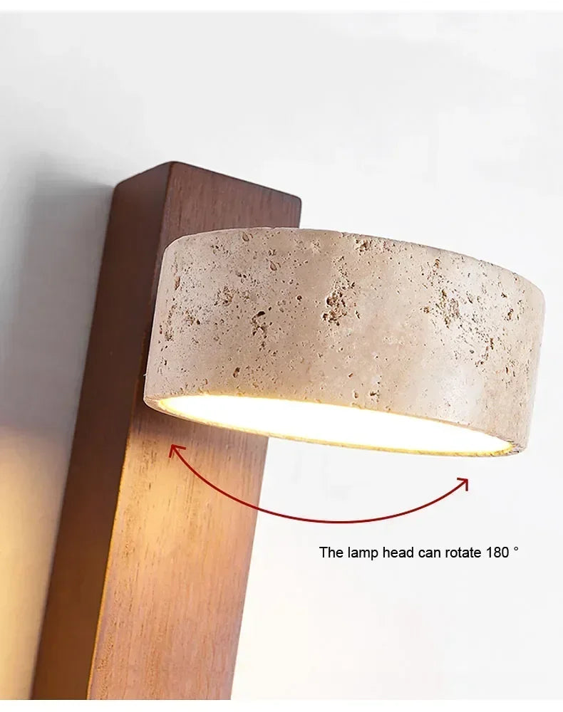 Travertine Wall Light – Wabi-Sabi LED Wall Lamp | Natural Stone Ambient Lighting | Japandi Interior Décor