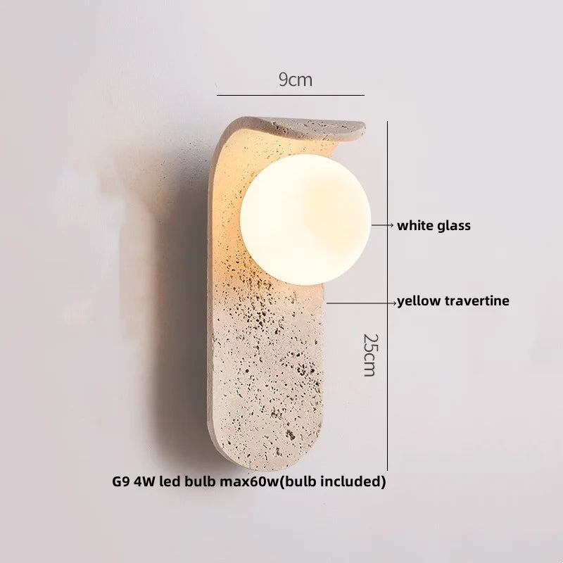 Cavora Stone Wall Light – Scandinavian Glass & Natural Stone Sconce | Up & Down Ambient Lighting | Contemporary Interior Design