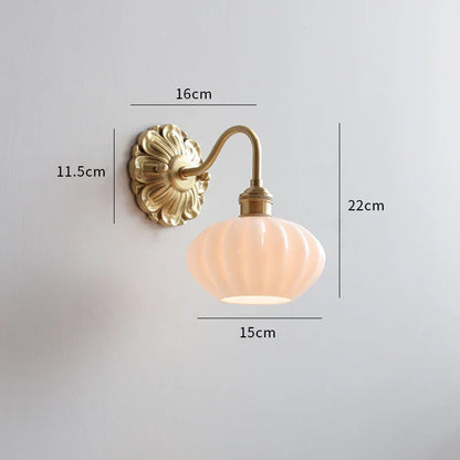Frosted Glass LED Wall Light with Copper Finish – Modern Luxury Wall Sconce | Elegant Ambient Lighting