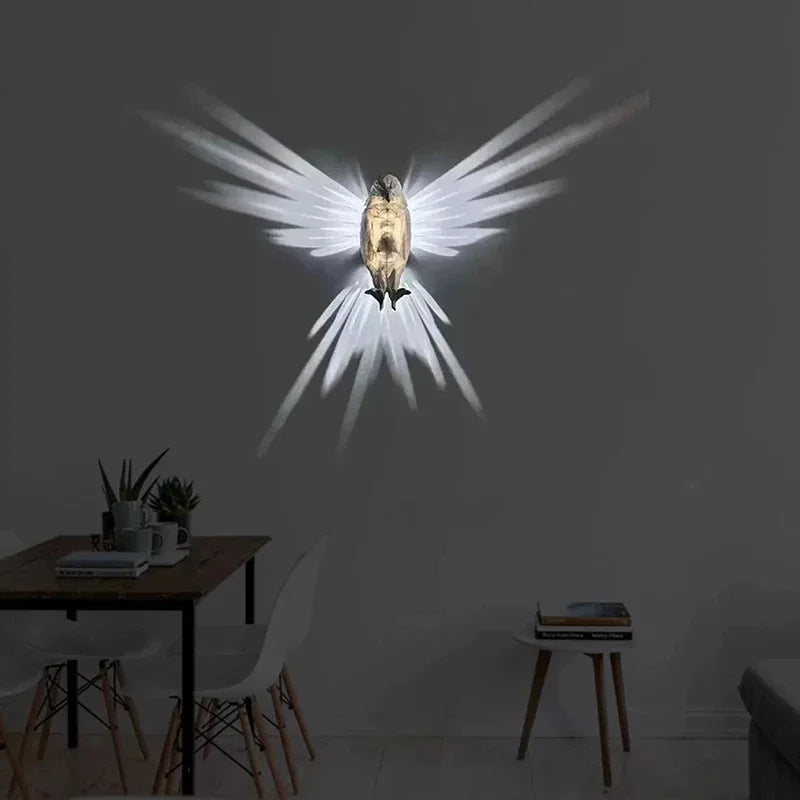 3D Vogel Wandlamp met Projectie – Moderne Dieren Wandverlichting | Artistieke LED Sfeerlamp | Decoratieve Uil- en Adelaar Wandlamp