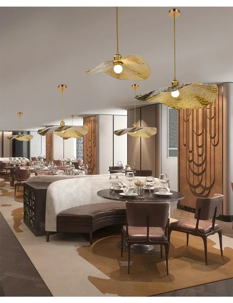 Gold Lotus Pendant Light – Vintage Zen Ceiling Lamp | Luxury Ambient Hanging Lighting