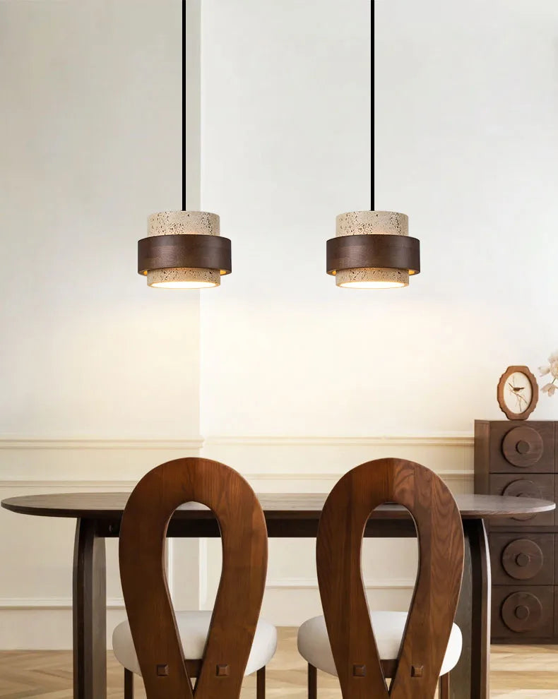 Natural Stone Pendant Light with LED – Modern Minimalist Hanging Lamp | Warm Ambient Interior Lighting