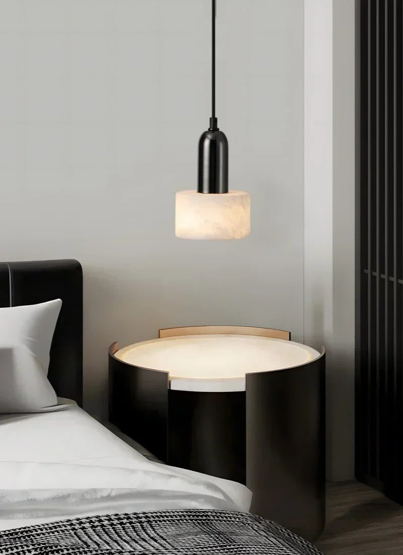 Marble Pendant Light with Iron Finish – Modern Nordic LED Ceiling Lamp | Luxury Contemporary Lighting