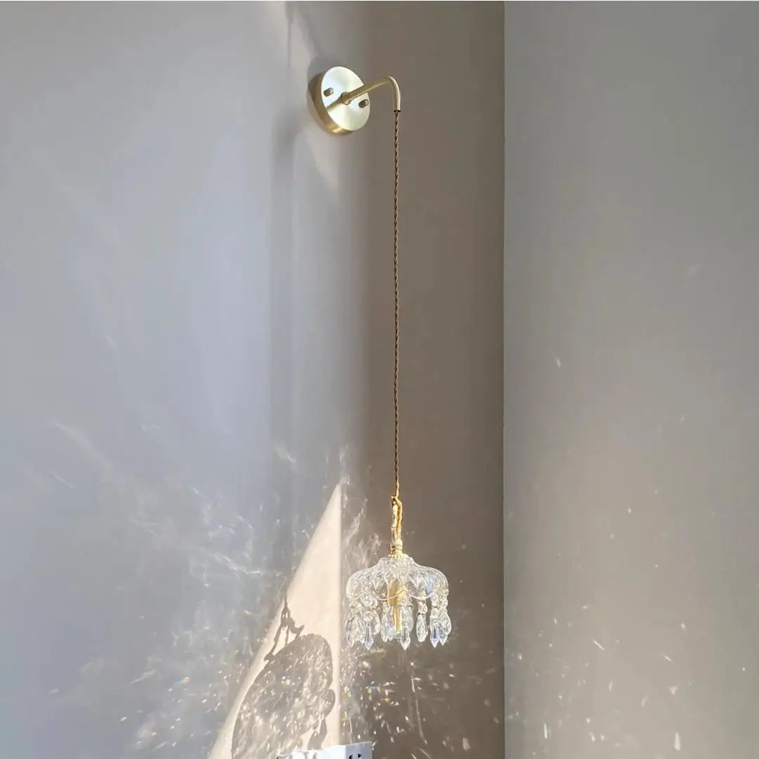 French Crystal Glass Pendant Light – Luxury Gold LED Chandelier | Elegant Ambient Lighting | Vintage-Inspired Statement Piece
