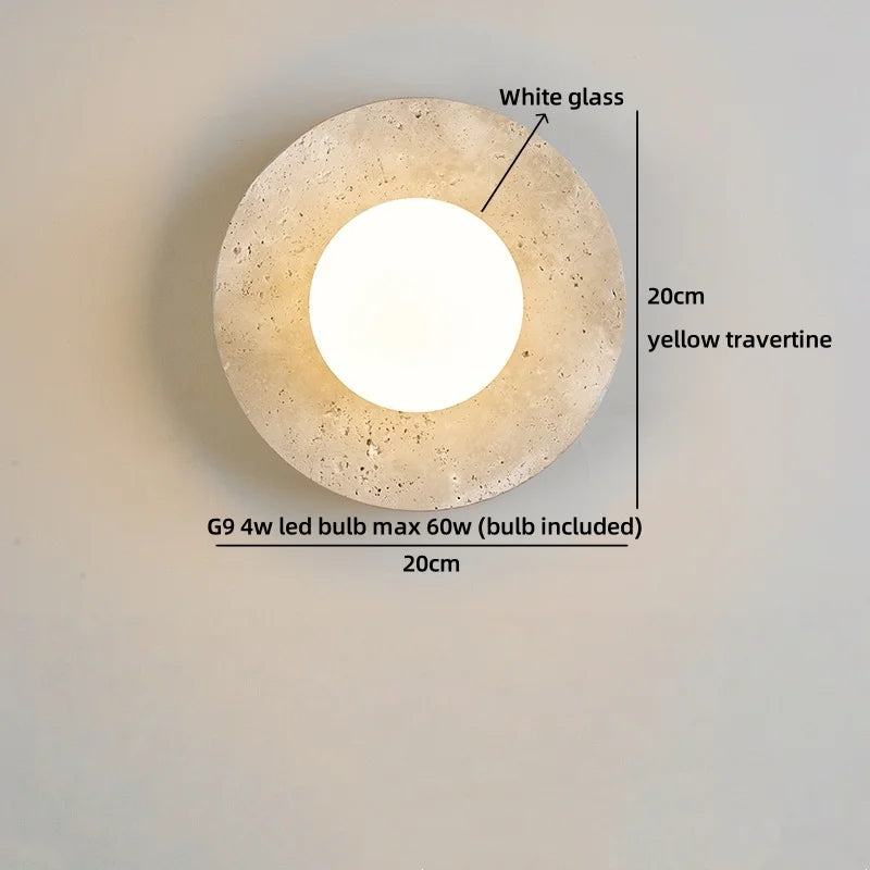 Travertine Stone LED Wall Light – Modern Luxury Wall Sconce | Warm Ambient Interior Lighting
