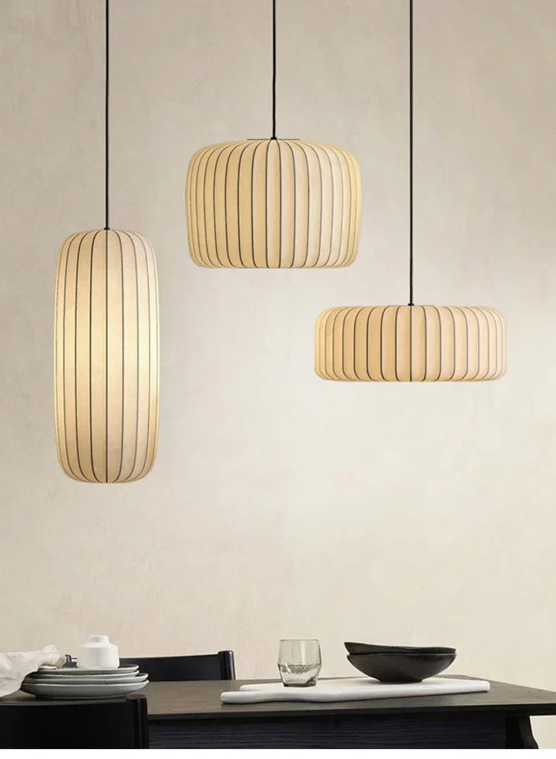 Serenea Silk Pendant Light – Wabi-Sabi Hanging Lamp | Japanese Nordic Ceiling Light for Elegant Interiors