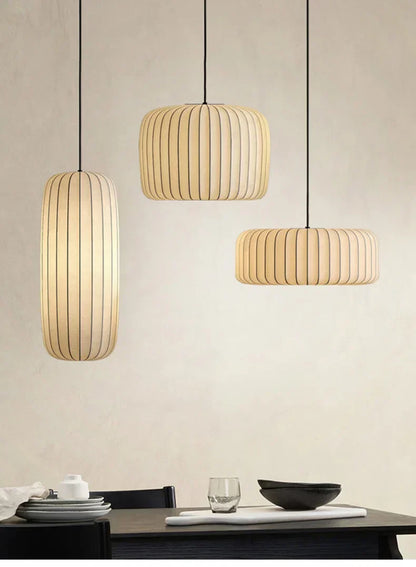 Serenea Silk Pendant Light – Wabi-Sabi Hanging Lamp | Japanese Nordic Ceiling Light for Elegant Interiors