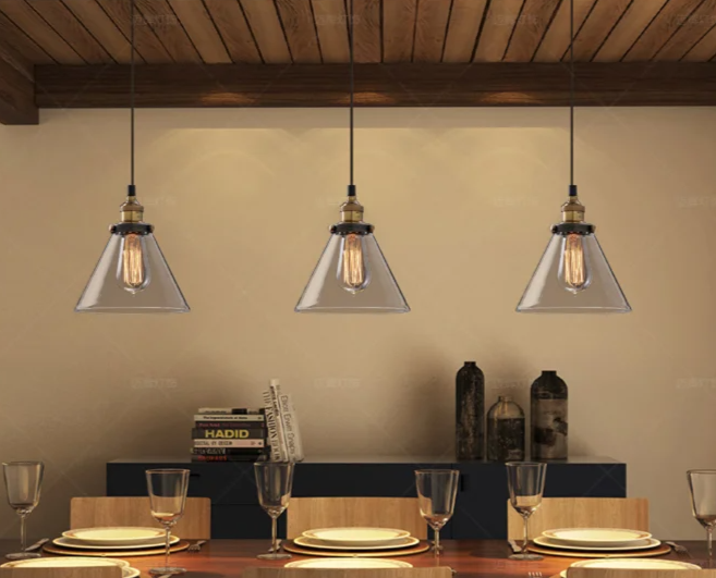 Scandinavian Glass Pendant Light – Vintage Loft E27 Ceiling Lamp | Elegant Ambient Lighting | Contemporary Nordic Interior Feature