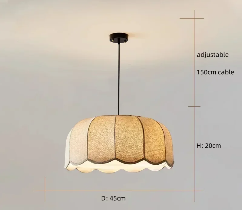 Hoshira Linen Pendant Light – Japandi Wabi-Sabi Ceiling Lamp | Soft Ambient LED Lighting for Modern Interiors