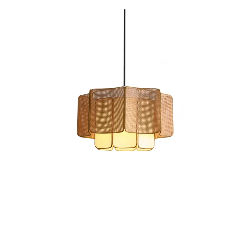 Wabi Sabi Rattan Pendant Light – Handwoven Bamboo Ceiling Lamp | Natural Ambient Lighting | Japandi Boho Interior Décor