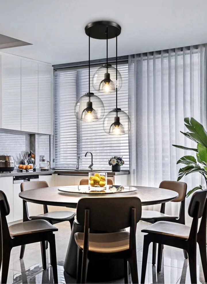 Amber Glass Pendant Light – Modern E27 Ceiling Lamp | Warm Ambient Lighting | Elegant Contemporary Interior Feature