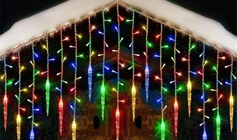 LumaSnow 4M LED Snowflake Curtain Lights – Christmas Icicle String Lights for Windows, Parties & Holiday Decorations