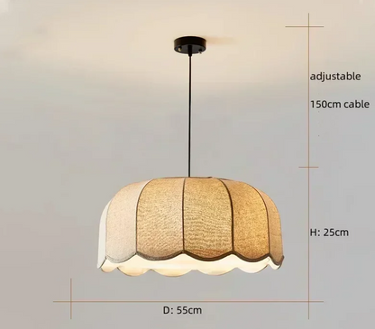 Hoshira Linen Pendant Light – Japandi Wabi-Sabi Ceiling Lamp | Soft Ambient LED Lighting for Modern Interiors