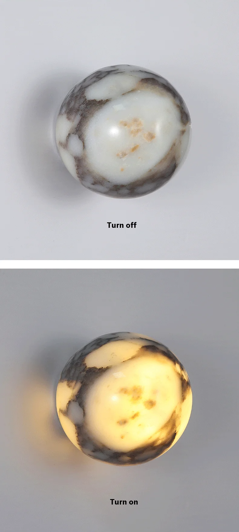 Luxury Marble Globe Wall Light – Natural Stone LED Wall Lamp for Bedrooms, Living Rooms, Hallways & Staircases