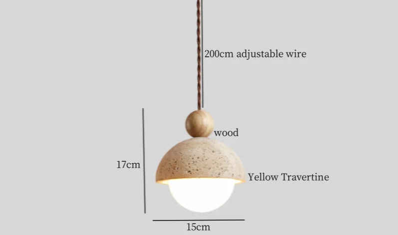 Travora Wabi Pendant Light – Natural Travertine Stone Ceiling Lamp | Japandi Ambient Lighting | Sculptural Interior Elegance