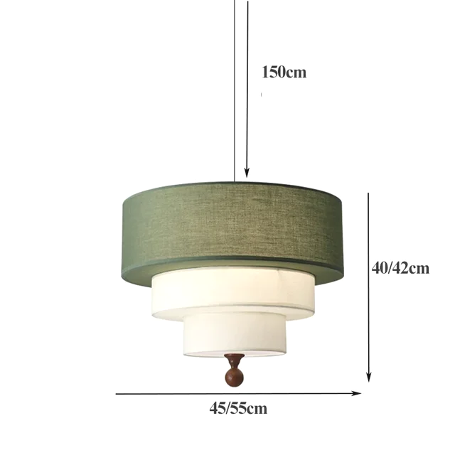 Boho Fabric Pendant Light – Wooden Ceiling Lamp | Warm Ambient Lighting | Rustic Modern Interior Décor