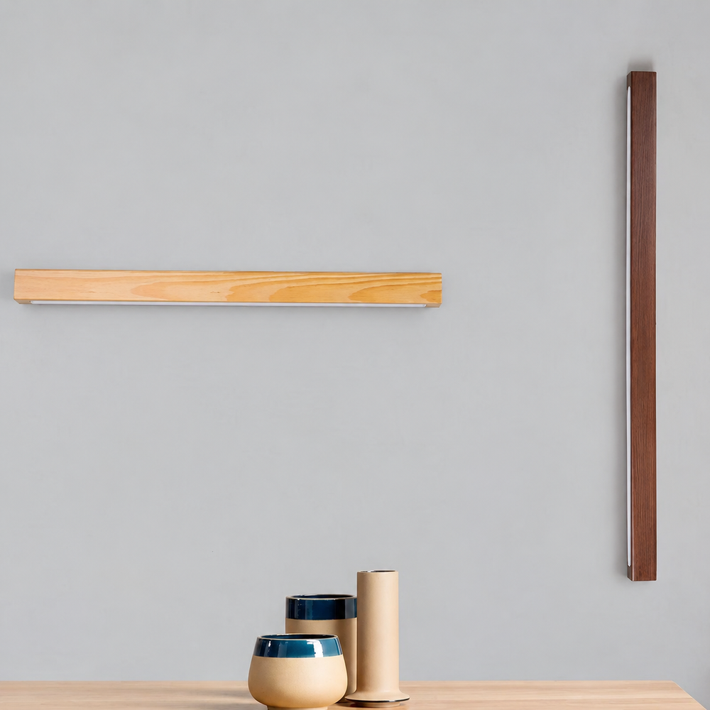 Japanese Wood Wall Light — light off, atmosphere preview