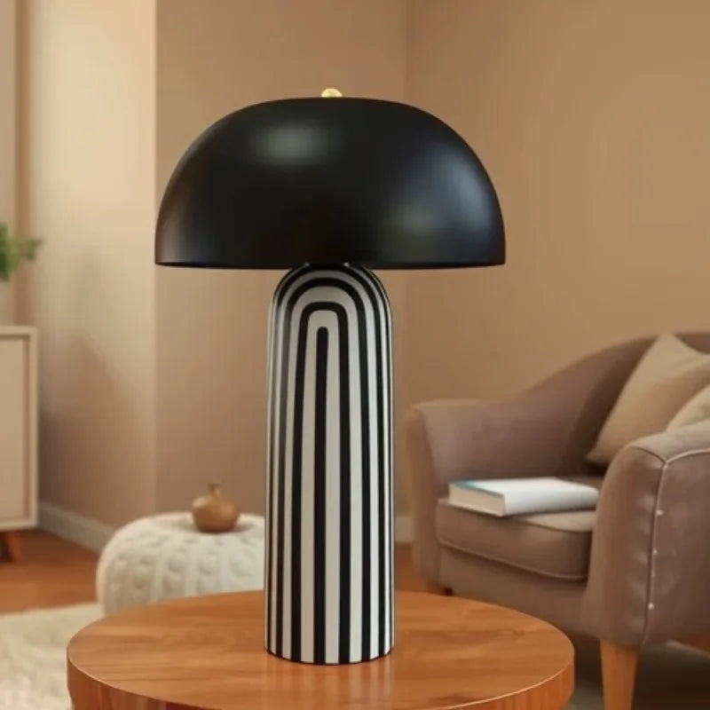 Japandi Ceramic Table Lamp — light off, atmosphere preview