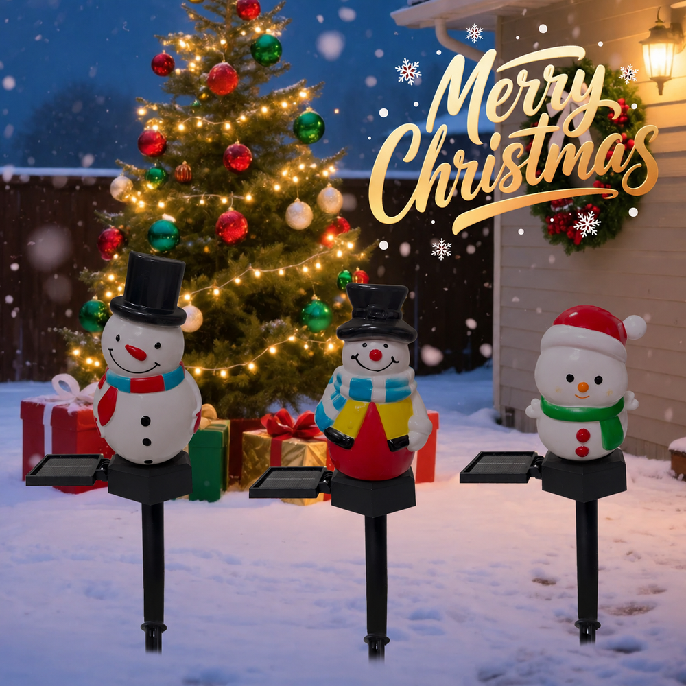 SnowGlow Solar Snowman Path Lights – Waterproof LED Garden Lights | Festive Outdoor Christmas Decoration — light off, digitally edited atmosphere preview