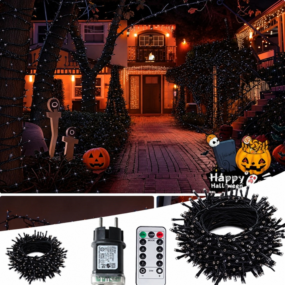 LumiFest Pro LED String Lights – Waterproof Decorative Fairy Lights with Remote Control | Indoor & Outdoor Celebration Lighting — light off, digitally edited atmosphere preview