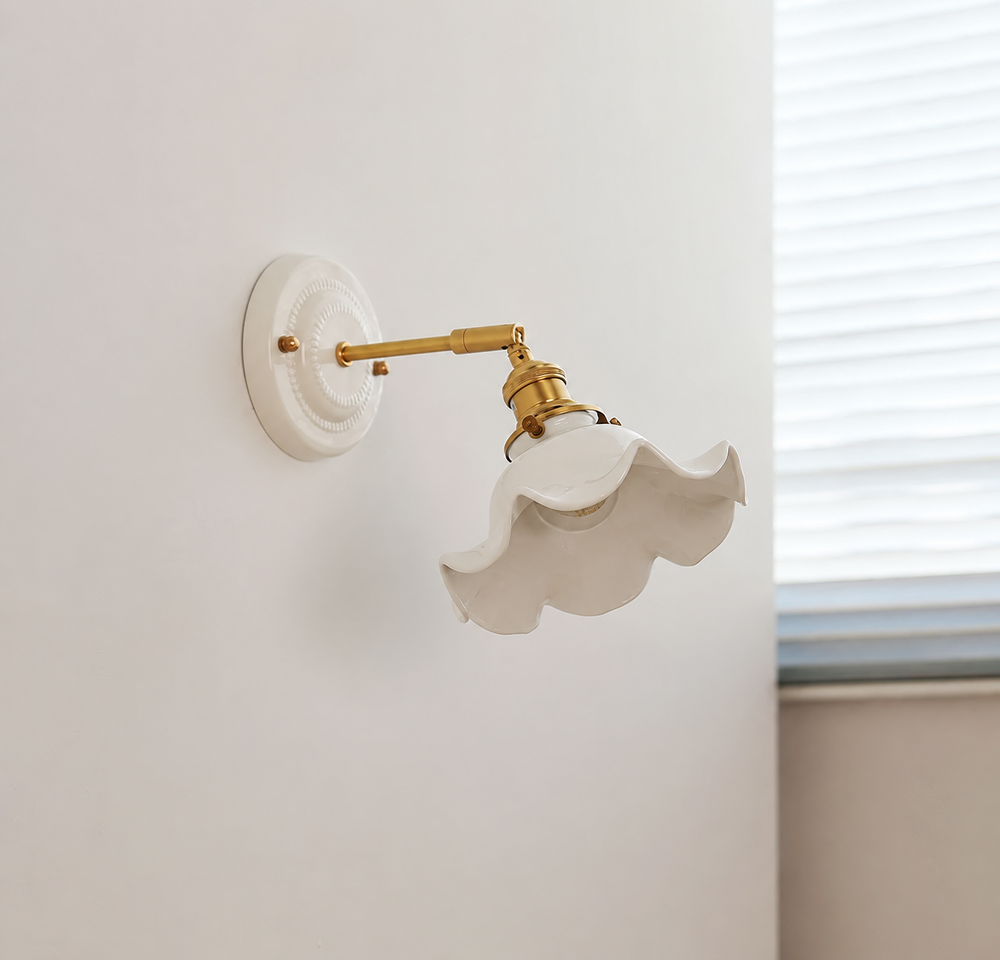 Aurelle Ceramic Wall Light – Adjustable E27 Wall Lamp | Contemporary Copper Lighting | Elegant Interior Illumination — light off, digitally edited atmosphere preview