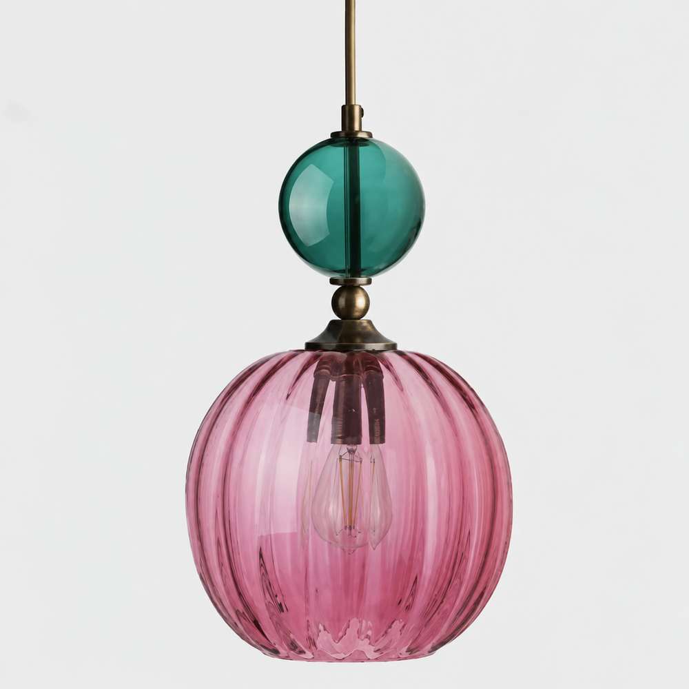 PrismGlow Glass Pendant Light – Scandinavian Ceiling Lamp | Coloured Glass Lighting | Contemporary Interior Accent — light off, digitally edited atmosphere preview
