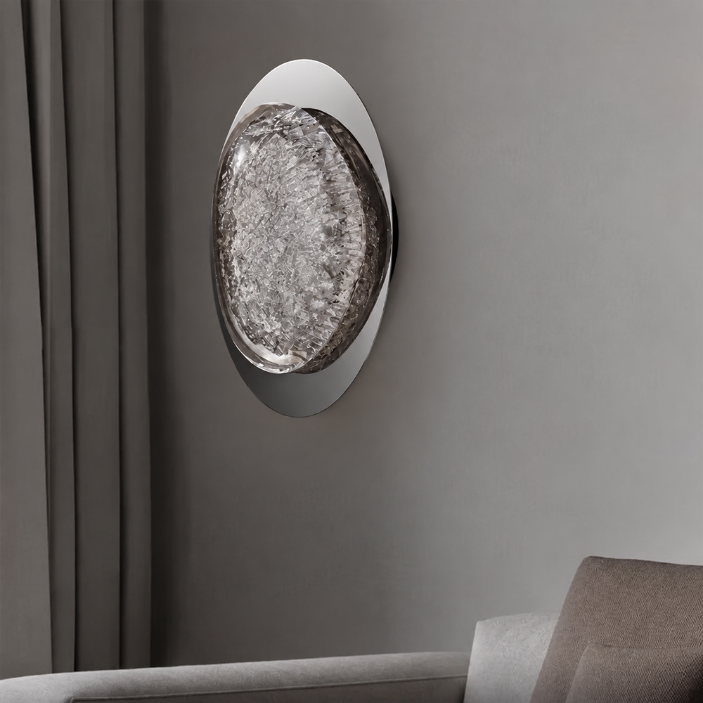 Crystal Arc Wall Light – Art Deco LED Wall Lamp | Luxury Acrylic Lighting | Contemporary Interior Statement — light off, digitally edited atmosphere preview