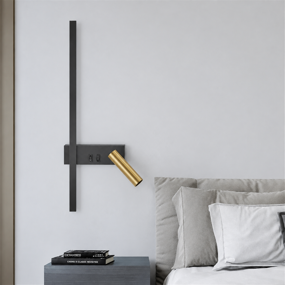 NordAura Dual Wall Light – Scandinavian Up & Down Wall Lamp | Modern Ambient Lighting | Minimalist Interior Design — light off, digitally edited atmosphere preview