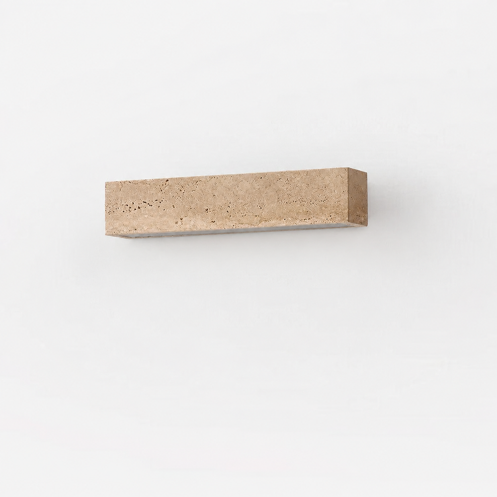 Zenora Stone Wall Light – Wabi-Sabi LED Wall Lamp | Natural Stone Ambient Lighting | Japandi Interior Elegance — light off, digitally edited atmosphere preview