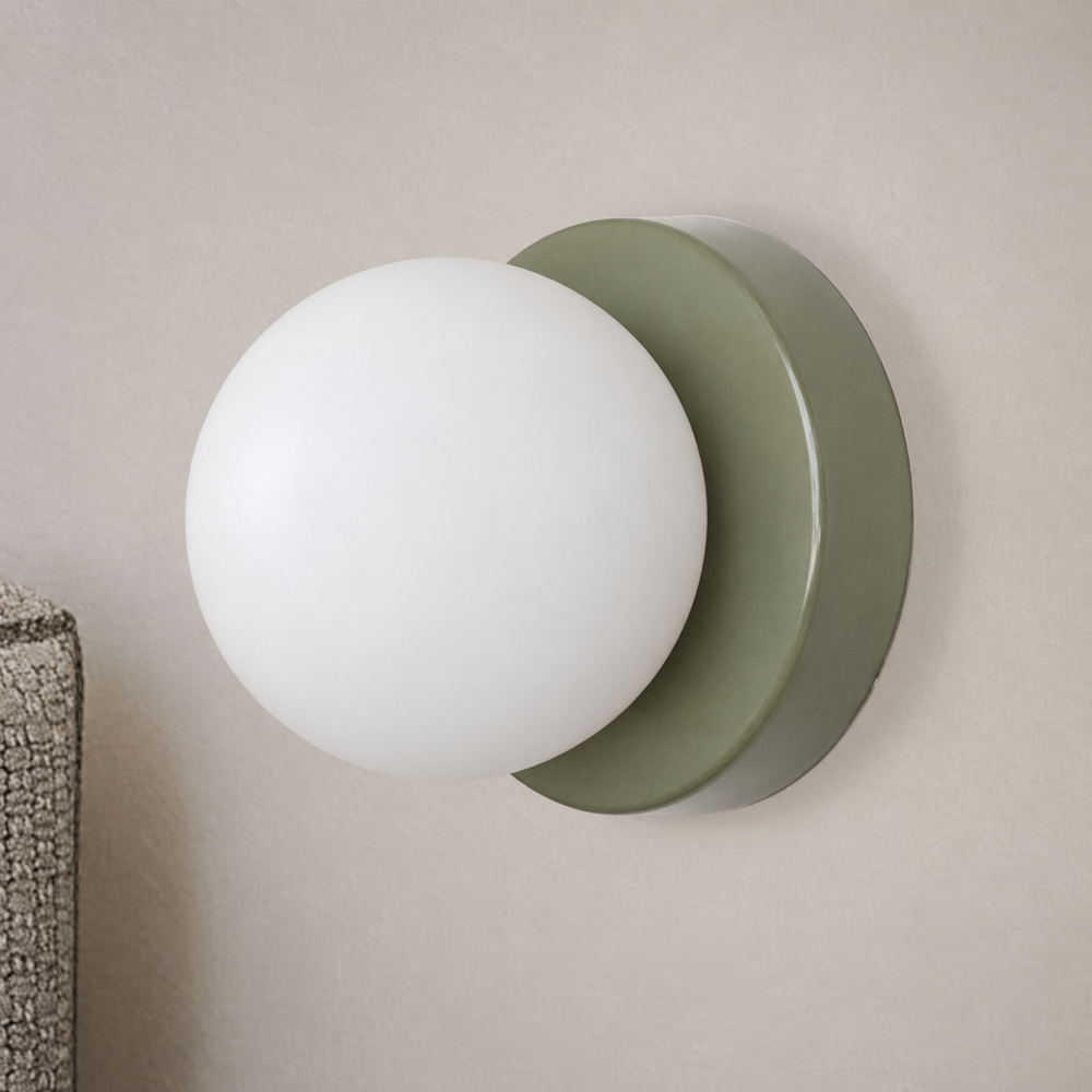 Nordic Orb Glass Pendant Light – Scandinavian LED Ceiling Light | Soft Ambient Illumination | Modern Interior Elegance — light off, digitally edited atmosphere preview