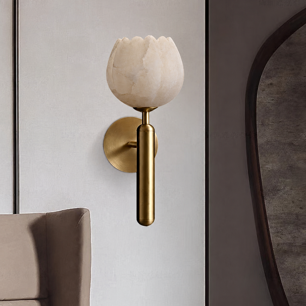 Rosé Marble Wall Light – Luxury Floral Sconce | Elegant Romantic Accent Lighting — light off, digitally edited atmosphere preview
