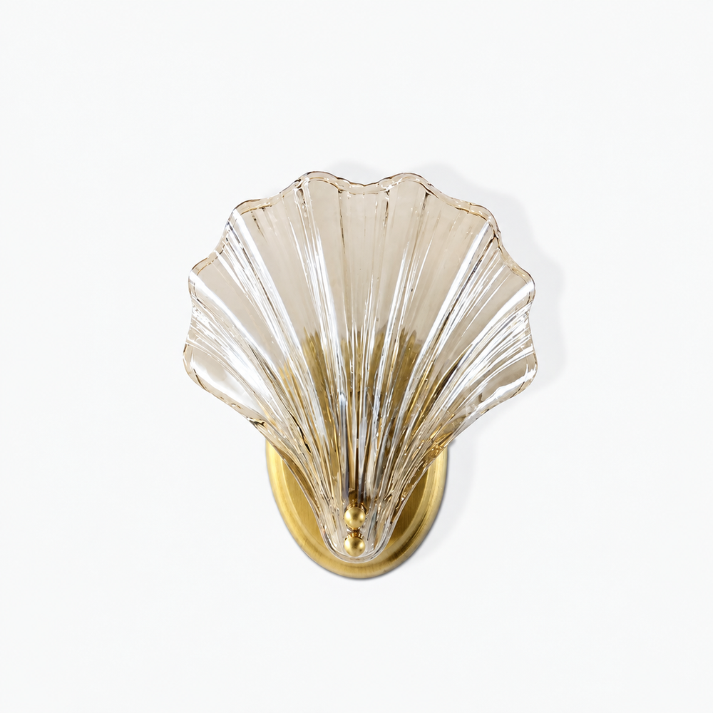 Nautilus Shell Wall Light – Coastal Brass Sconce | Luxury Nautical Accent Lighting — light off, digitally edited atmosphere preview