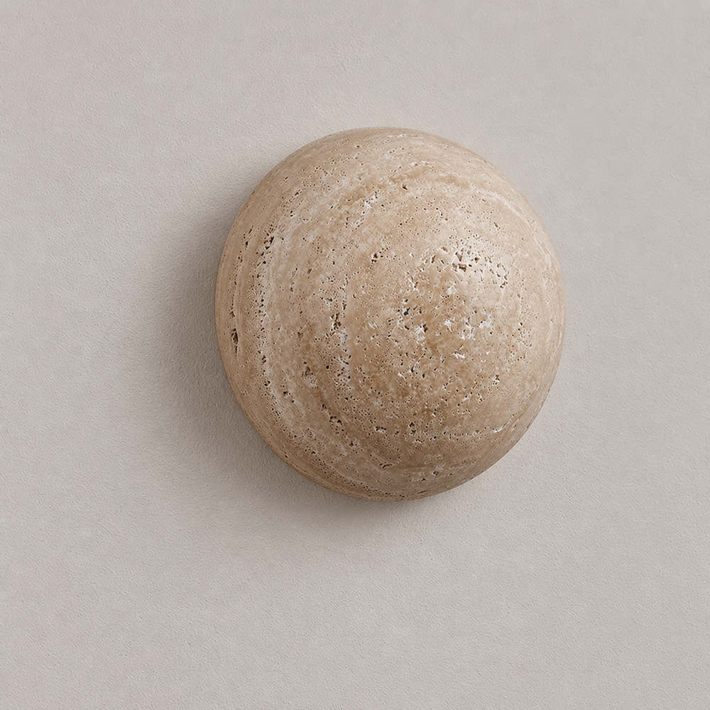 Nordstone Travertine Wall Light – Scandinavian Cream Sconce | Minimalist Natural Stone Lighting — light off, digitally edited atmosphere preview