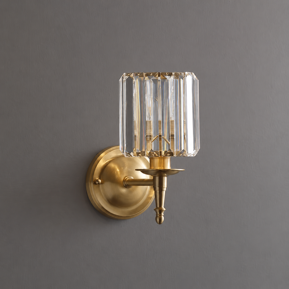 Crystal Époque Wall Light – Vintage Brass Crystal Sconce | Luxury Glamour Accent Lighting — light off, digitally edited atmosphere preview