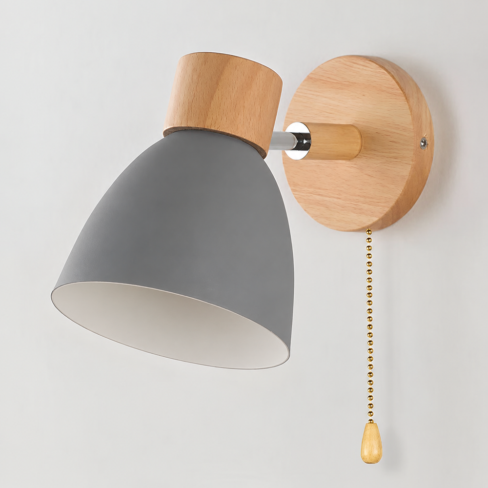 Jandiel Nordic Wall Light – Wooden Pull-Chain Sconce | Modern Scandinavian Accent Lighting — light off, digitally edited atmosphere preview