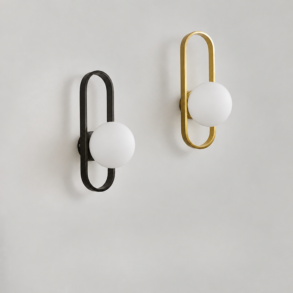 Camille Glass Wall Light – Modern LED Wall Lamp | Elegant Ambient Lighting | Contemporary Interior Décor — light off, digitally edited atmosphere preview