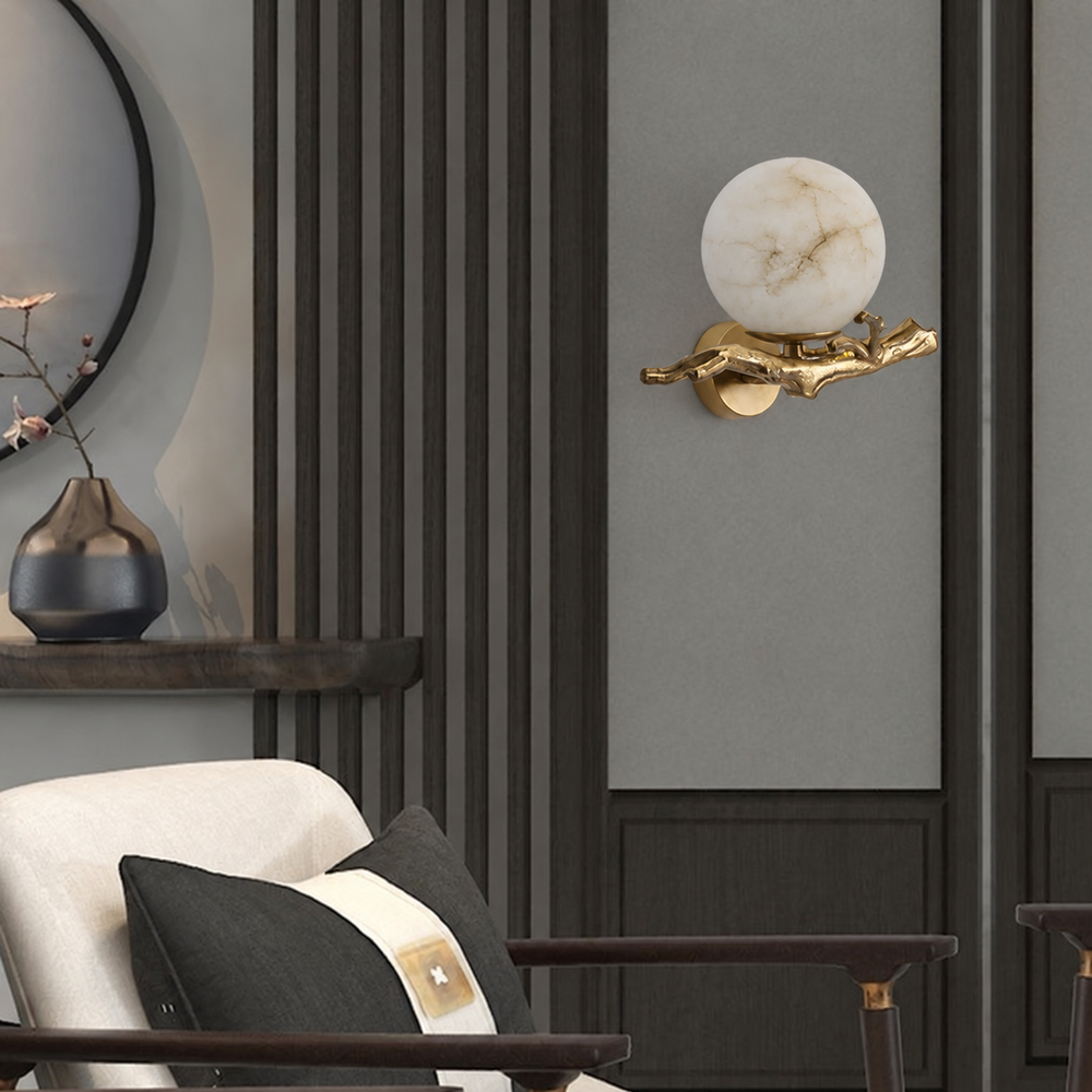 Modern Creative Marble Wall Lamp – Scandinavian Elegance with Artistic Character — light off, digitally edited atmosphere preview