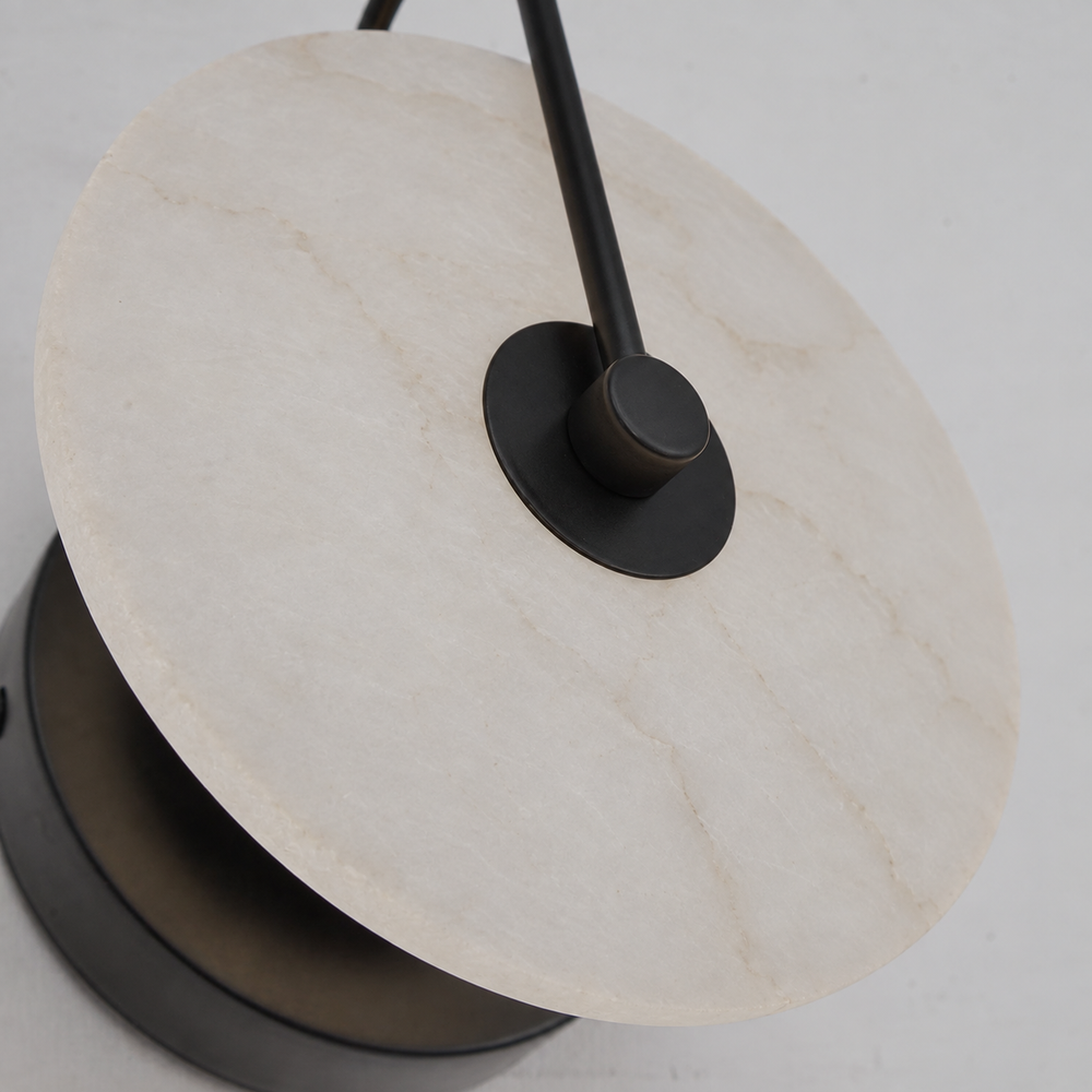 Soothing Alabaster LED Wall Light – Natural Elegance with Warm Ambient Glow — light off, digitally edited atmosphere preview