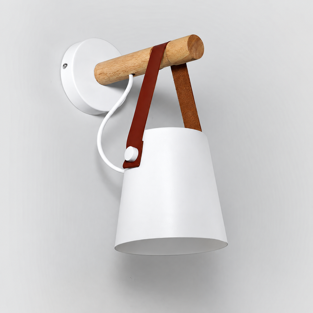 Conical Wooden Wall Lamp – Scandinavian Warmth with Natural Elegance — light off, digitally edited atmosphere preview