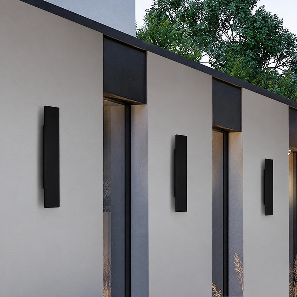Triglow LED Outdoor Wall Light – Waterproof Modern Sconce | Contemporary Exterior Lighting — light off, digitally edited atmosphere preview