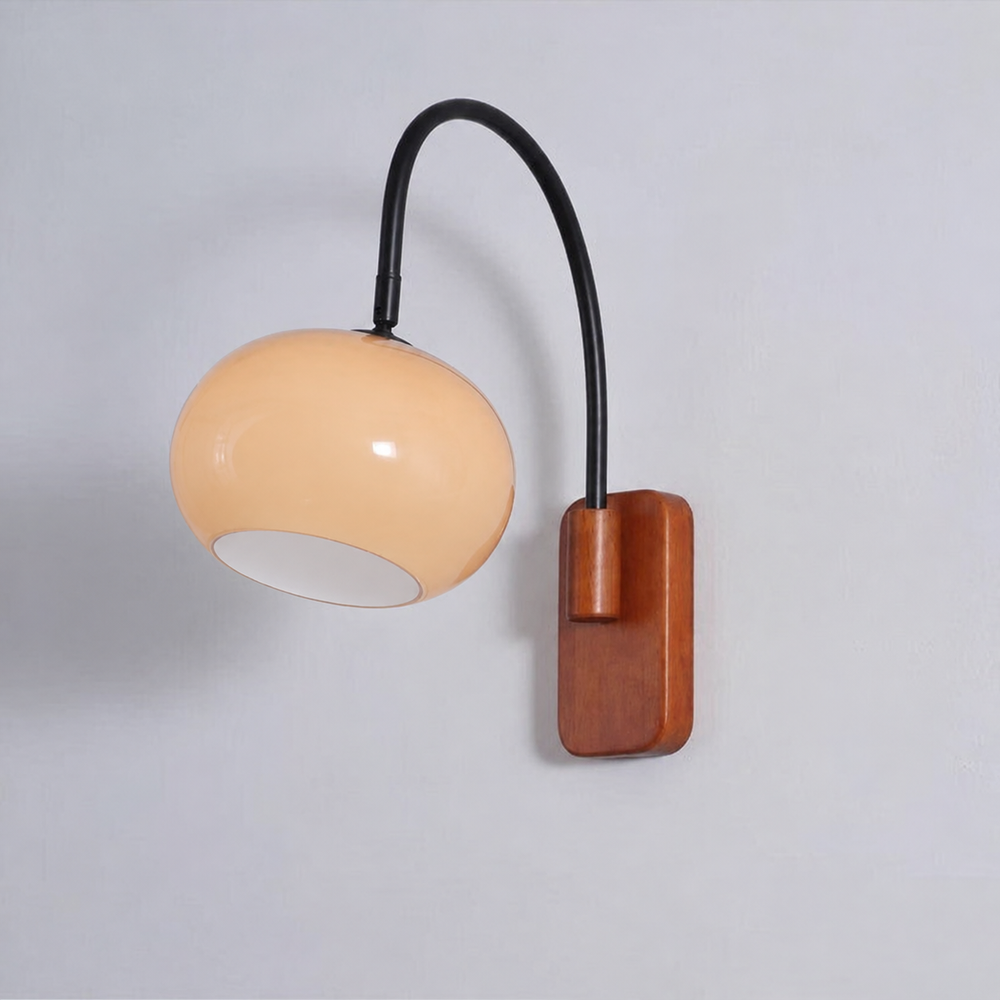 Persimmon Halo Wall Light – Bauhaus Glass Sconce | Adjustable Modern Accent Lighting — light off, digitally edited atmosphere preview