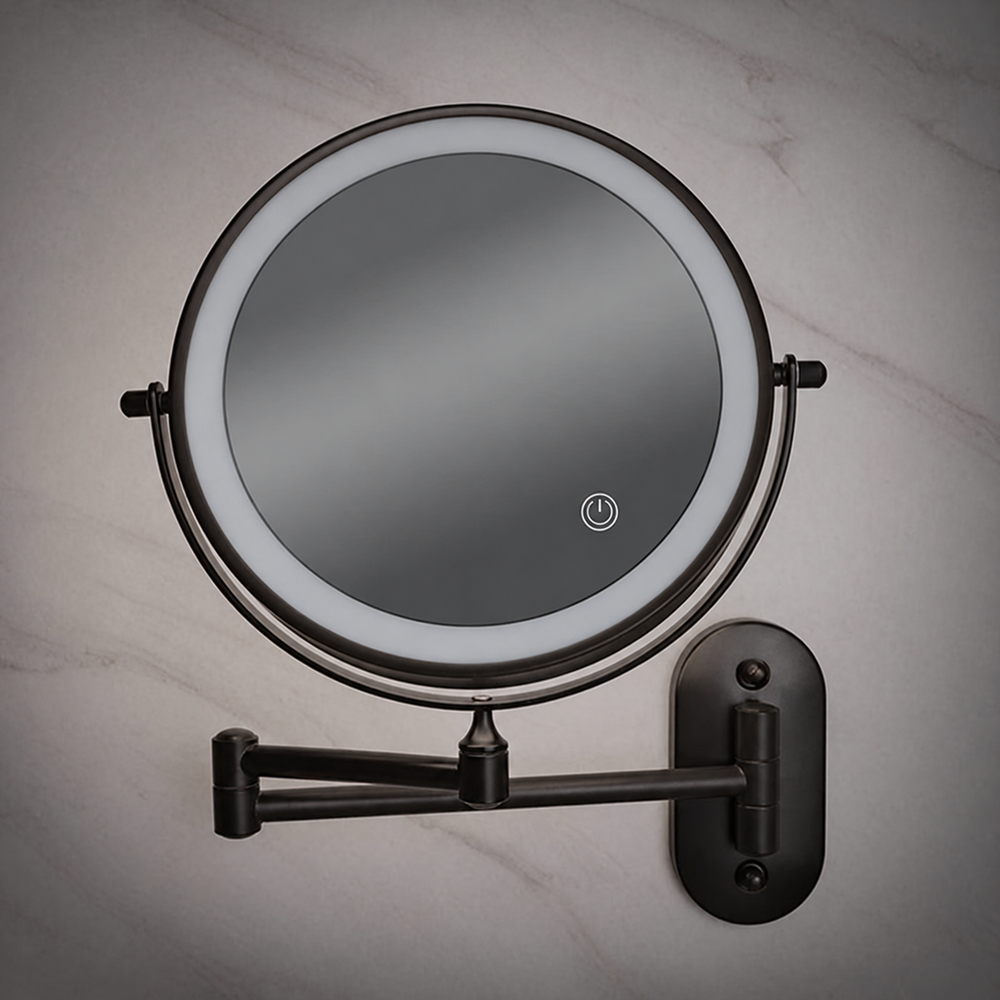 LuxeView LED Vanity Mirror – Rechargeable Magnifying Bathroom Mirror | Adjustable 3-Colour Lighting — light off, digitally edited atmosphere preview