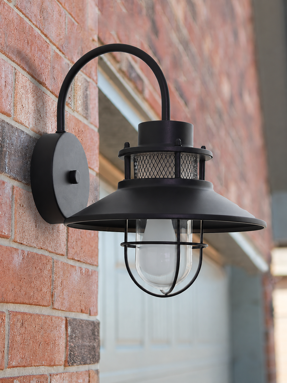 Harbour Forge Outdoor Wall Light – Industrial Weatherproof Lantern | Premium Exterior Lighting — light off, digitally edited atmosphere preview