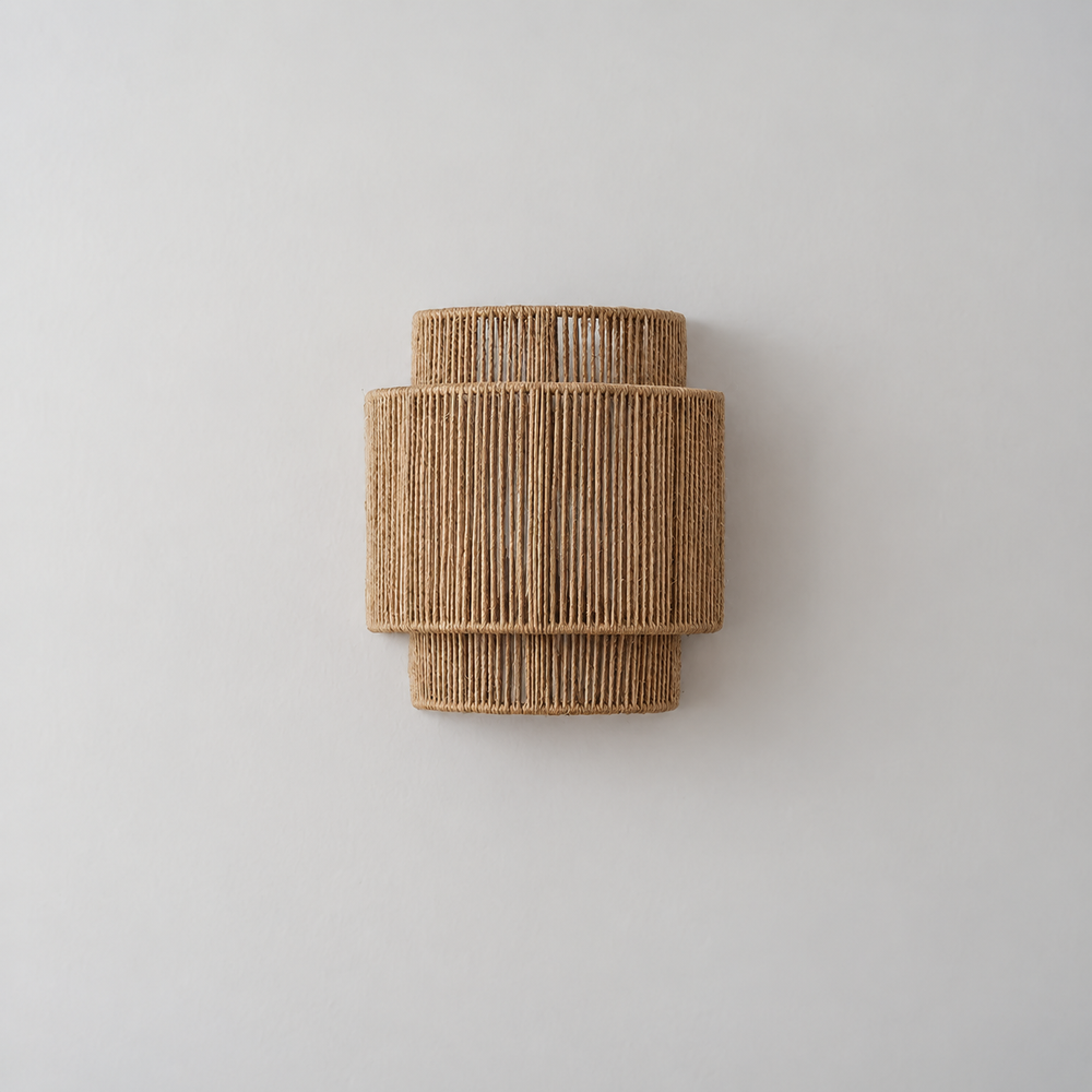 Natura Rope Wall Light – Rustic Organic Lighting | Handcrafted Coastal Accent Sconce — light off, digitally edited atmosphere preview
