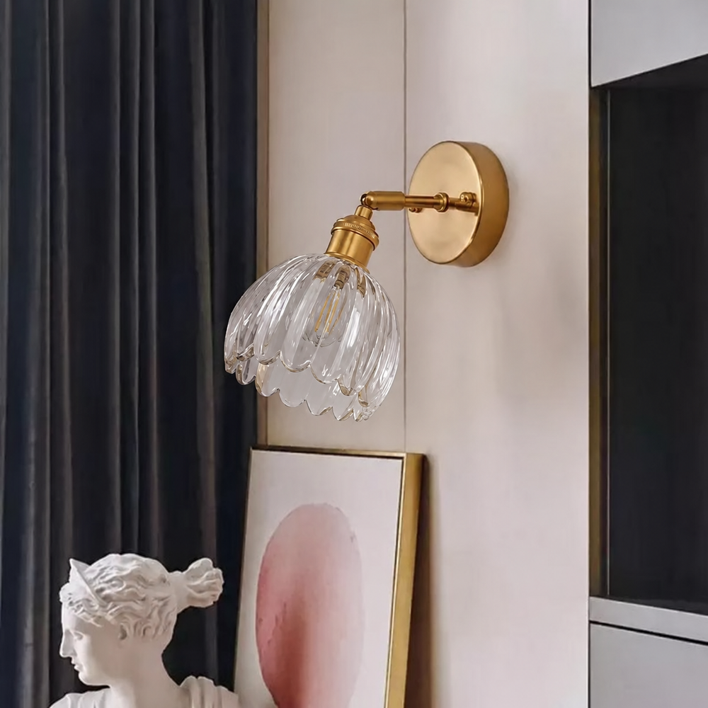 Florabelle Glass Wall Light – Vintage Tulip Sconce | Elegant Floral Accent Lighting — light off, digitally edited atmosphere preview