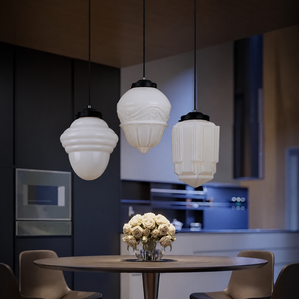Aurelia Globe Pendant Light – Mid-Century Glass Ceiling Lamp | Art Deco Statement Lighting — light off, digitally edited atmosphere preview
